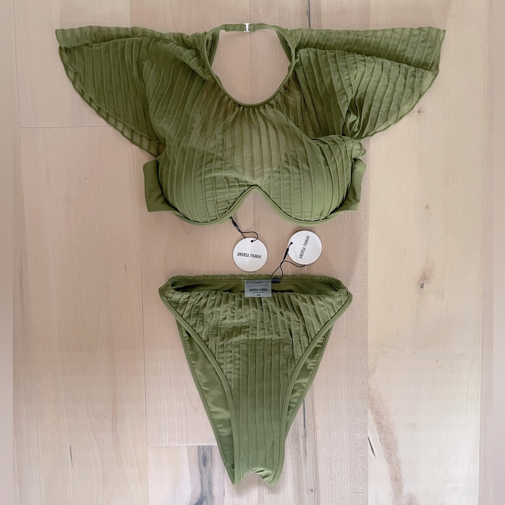 BNWT Andrea Iyamah Olive Green Gara Bikini